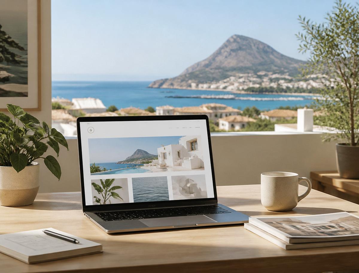 Espacio de trabajo de diseño web con vistas a Jávea y el Montgó